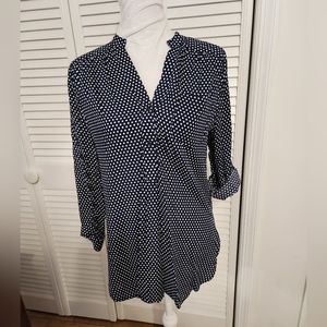 Market & Spruce V-Neck Hi-Low 3/4 Length Sleeve Blouse, Ladies Size Medium